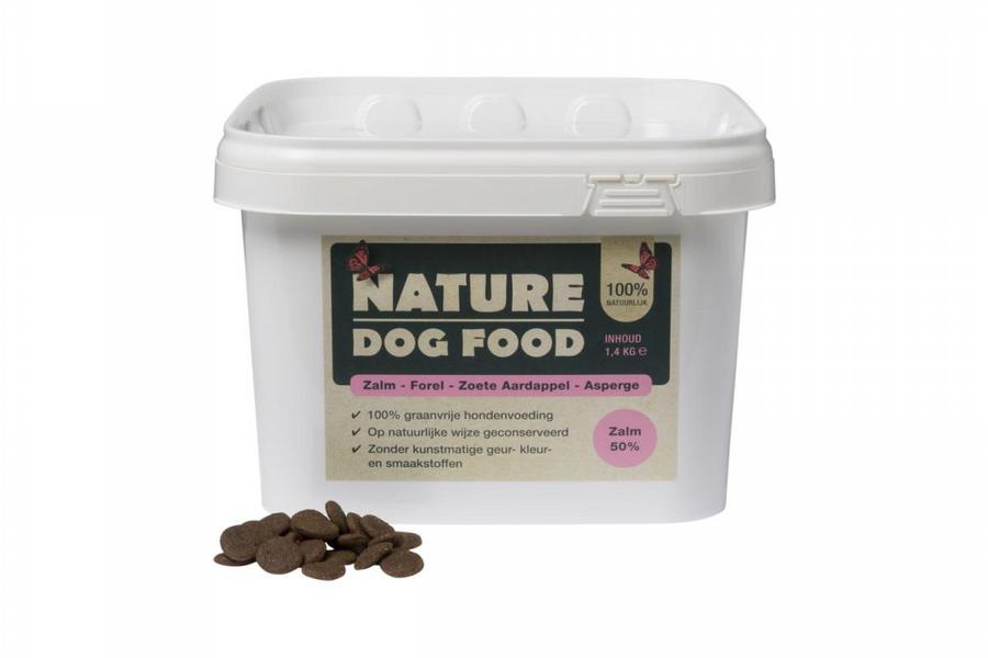 Nature Dog Food graanvrij-hondenvoer-zalm-emmer-brok-1200x800