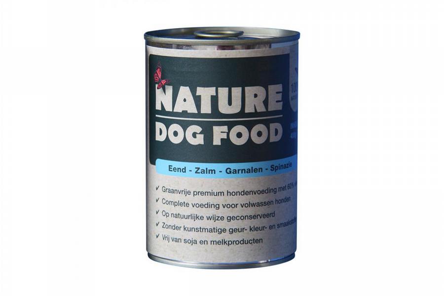 Nature DogFood blik  hond-eend-zalm-garnalen-1200x800