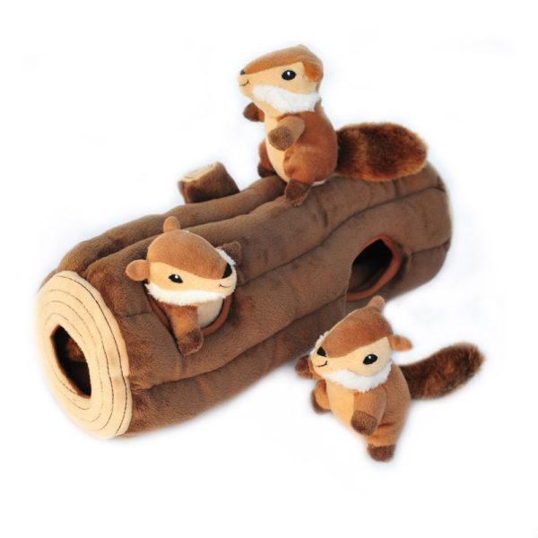 zippy Burrow Log With 3 Chipmunks