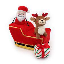 ZippyPaws Holiday Burrow - Santa's Sleigh2