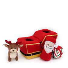 ZippyPaws Holiday Burrow - Santa's Sleigh3